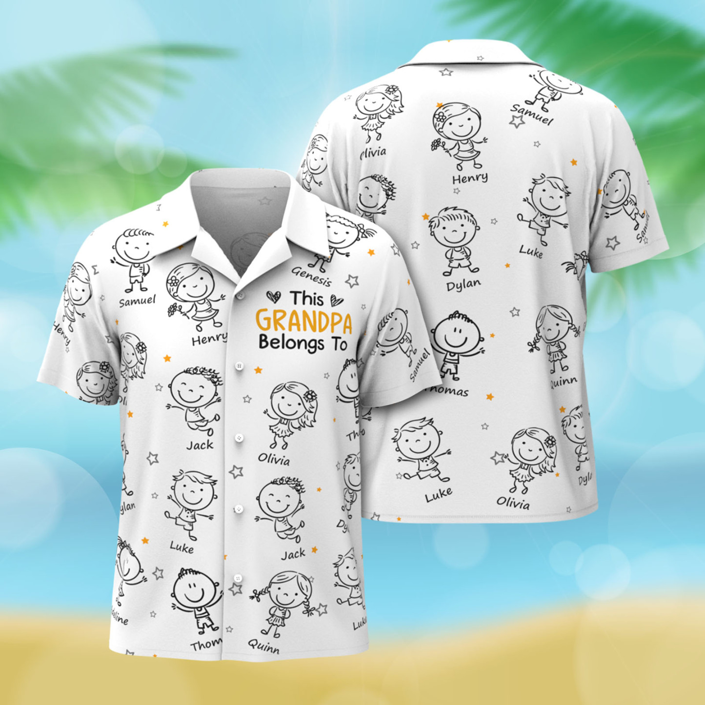 Custom Hawaiian Shirt This Grandpa Belongs To Doodle Personalized Grandpa of Doodle Hawaiian Shirt - MyFaceSocksAU