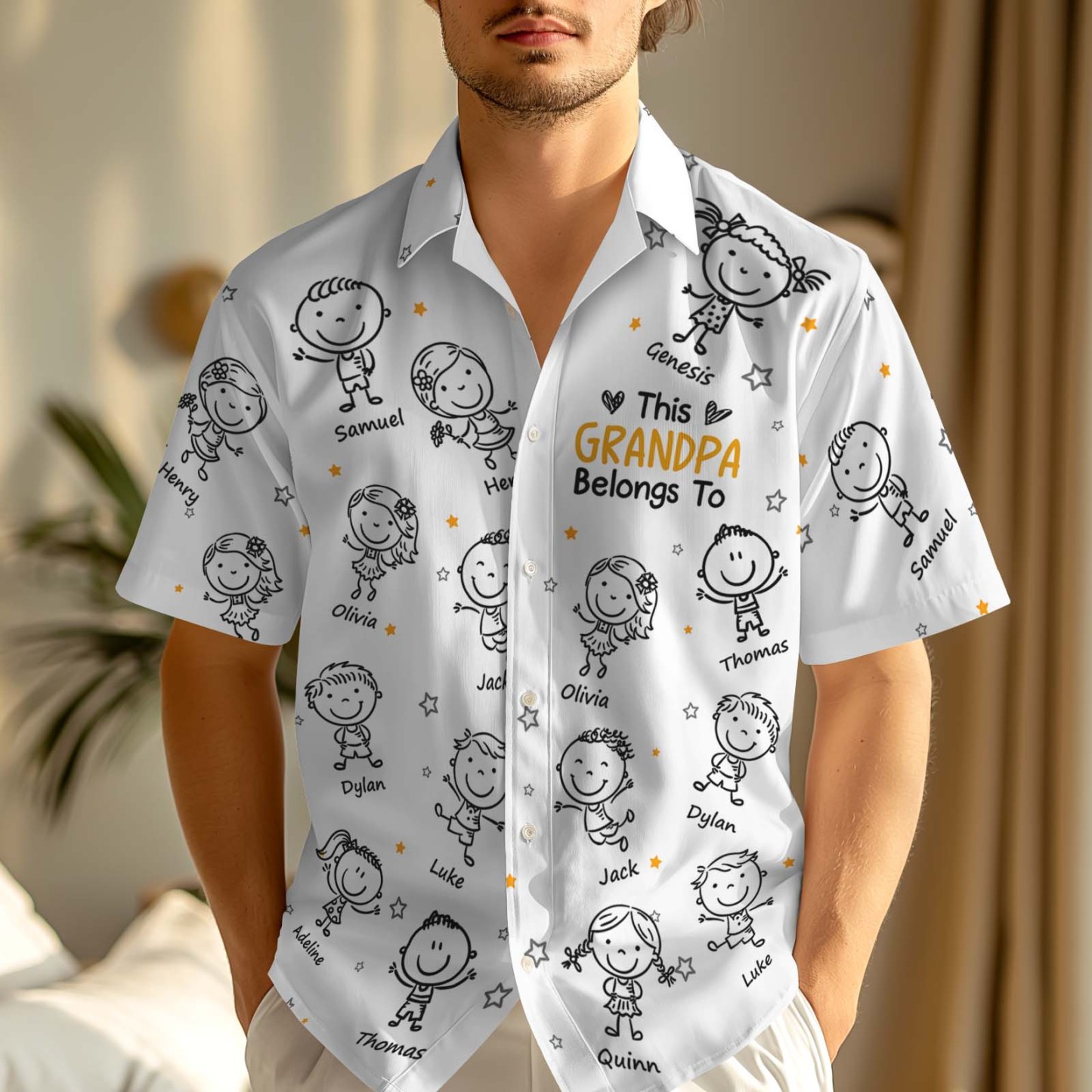 Custom Hawaiian Shirt This Grandpa Belongs To Doodle Personalized Grandpa of Doodle Hawaiian Shirt - MyFaceSocksAU