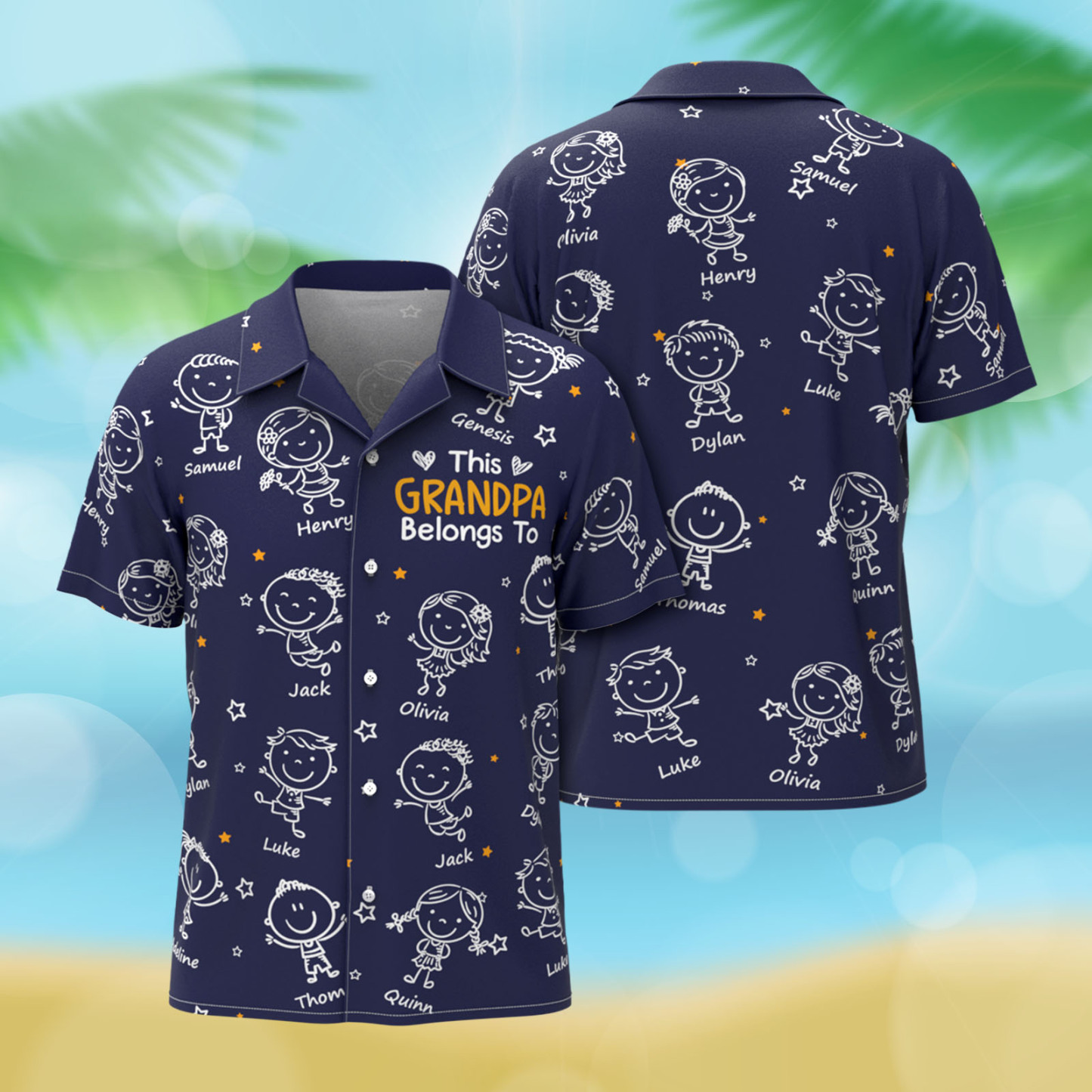 Custom Hawaiian Shirt This Grandpa Belongs To Doodle Personalized Grandpa of Doodle Hawaiian Shirt - MyFaceSocksAU