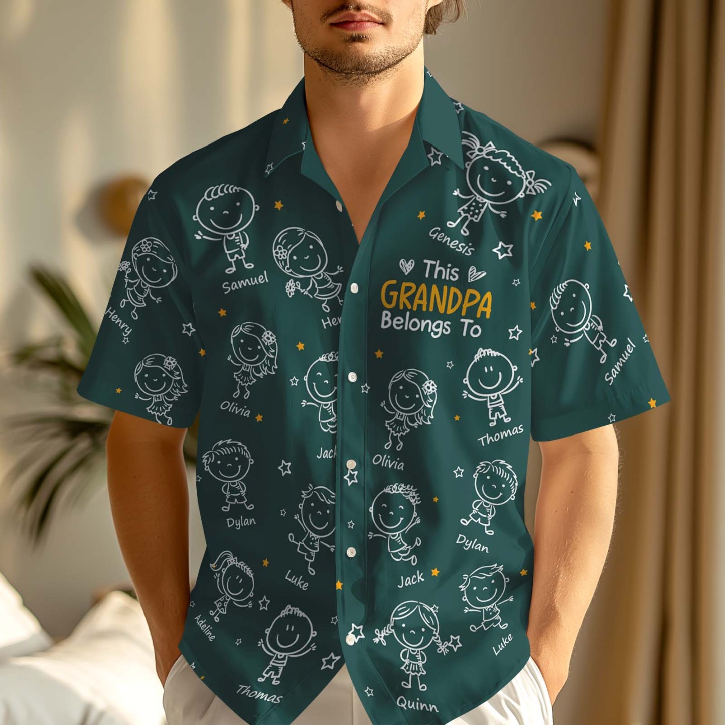 Custom Hawaiian Shirt This Grandpa Belongs To Doodle Personalized Grandpa of Doodle Hawaiian Shirt - MyFaceSocksAU