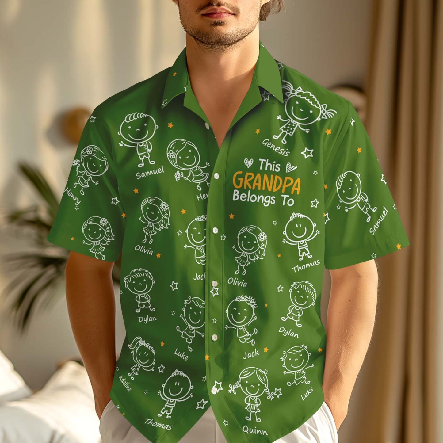 Custom Hawaiian Shirt This Grandpa Belongs To Doodle Personalized Grandpa of Doodle Hawaiian Shirt - MyFaceSocksAU
