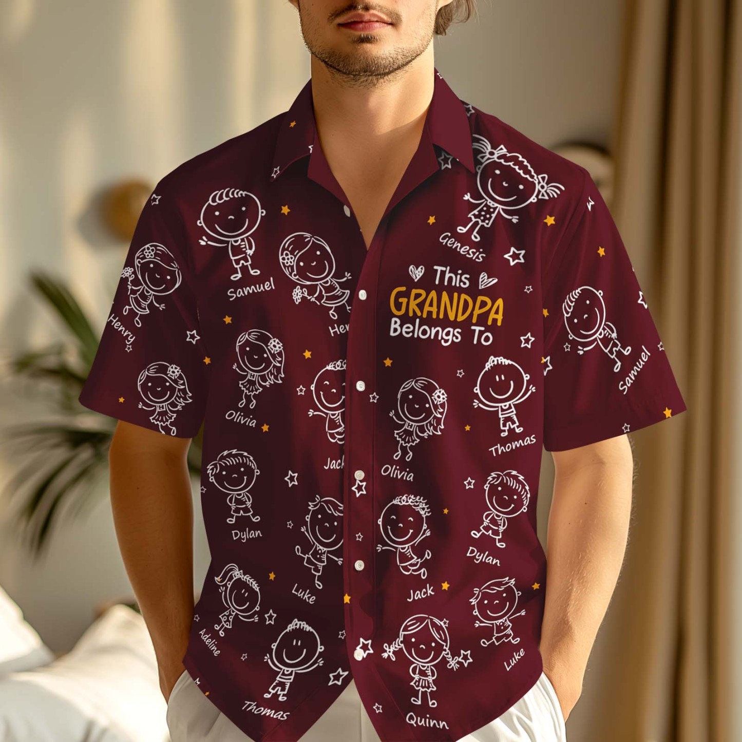 Custom Hawaiian Shirt This Grandpa Belongs To Doodle Personalized Grandpa of Doodle Hawaiian Shirt - MyFaceSocksAU