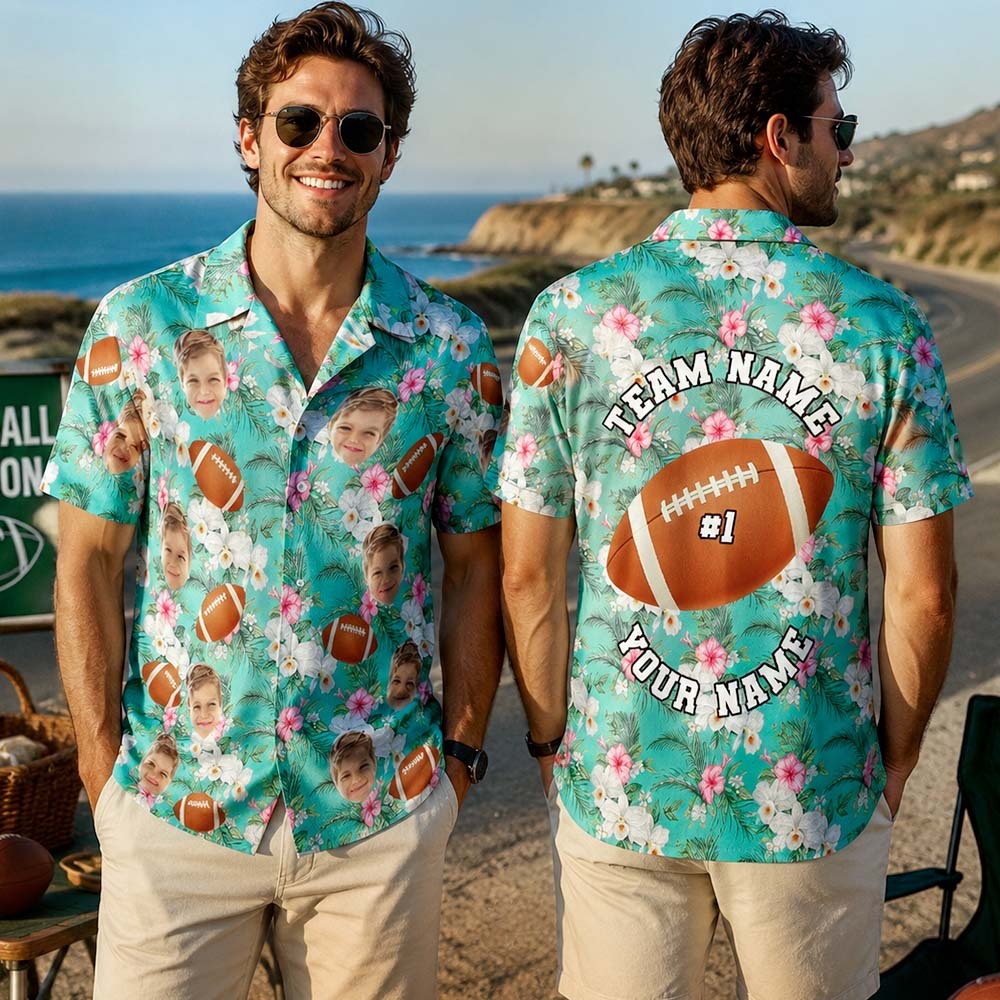 Custom Sports Ball and Face Hawaiian Shirt : Personalized Baseball Tropical Shirts, Customized Hawaii Jersey - MyFaceSocksAU