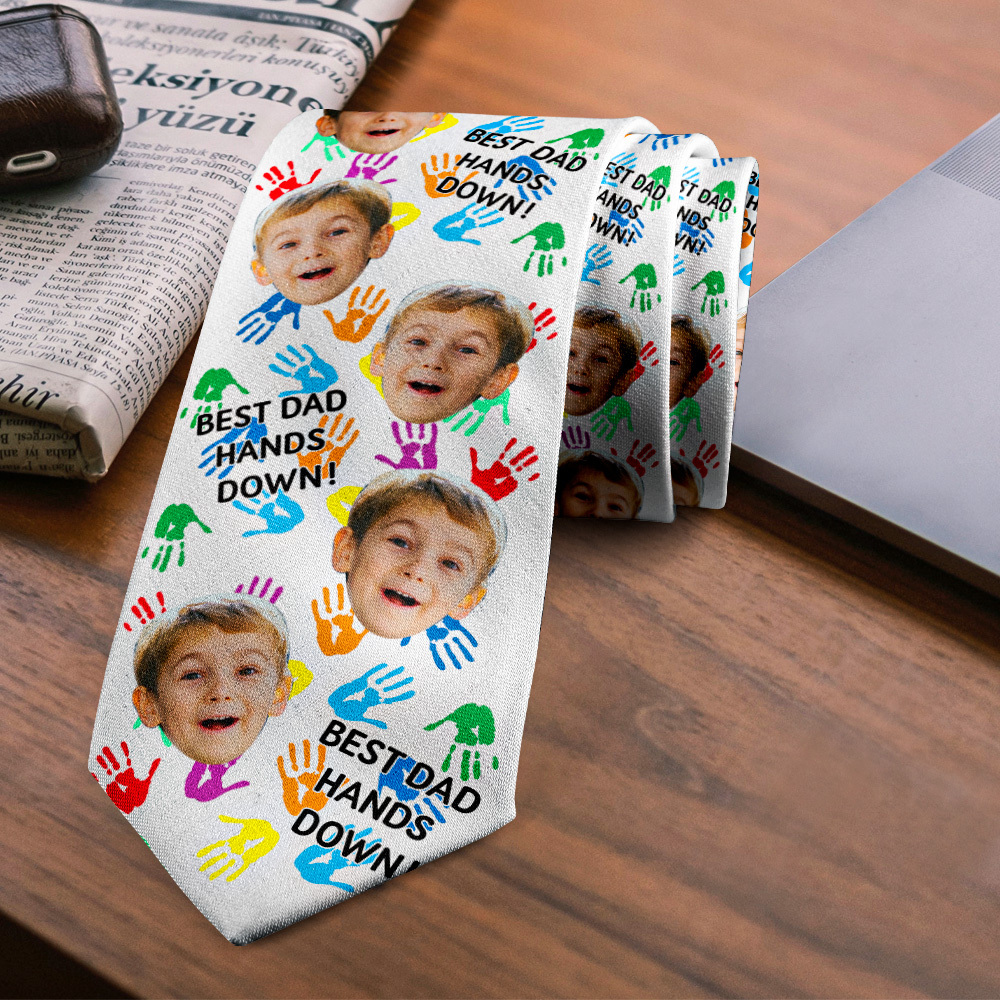 Custom Photo Face Tie Funny Gift for Father I Love You Dad Face Tie Gift Idea - MyFaceSocksAU