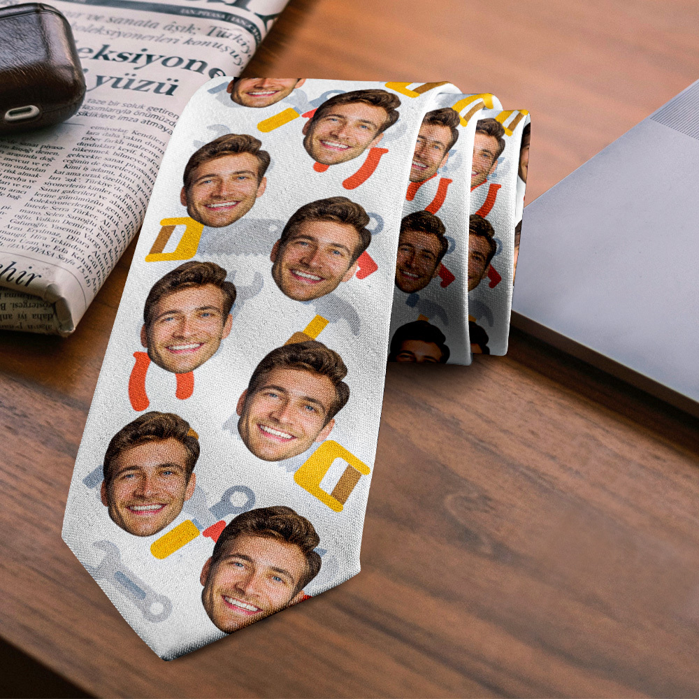 Custom Photo Face Tie Funny Gift for Father I Love You Dad Face Tie Gift Idea - MyFaceSocksAU