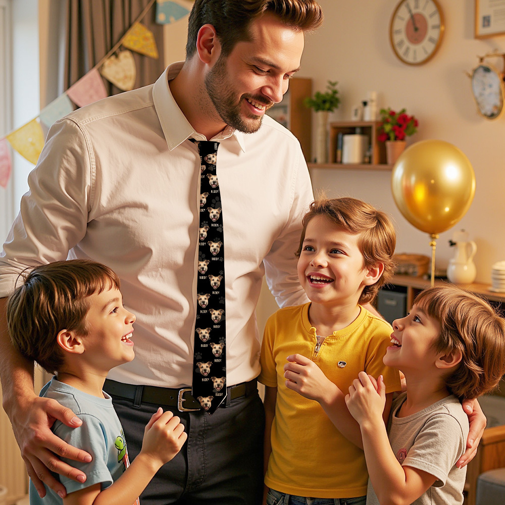 Custom Photo Best Papa Ever Tie Personalized Face And Name Tie Fathers Day Gift For Dad Grandpa - MyFaceSocksAU