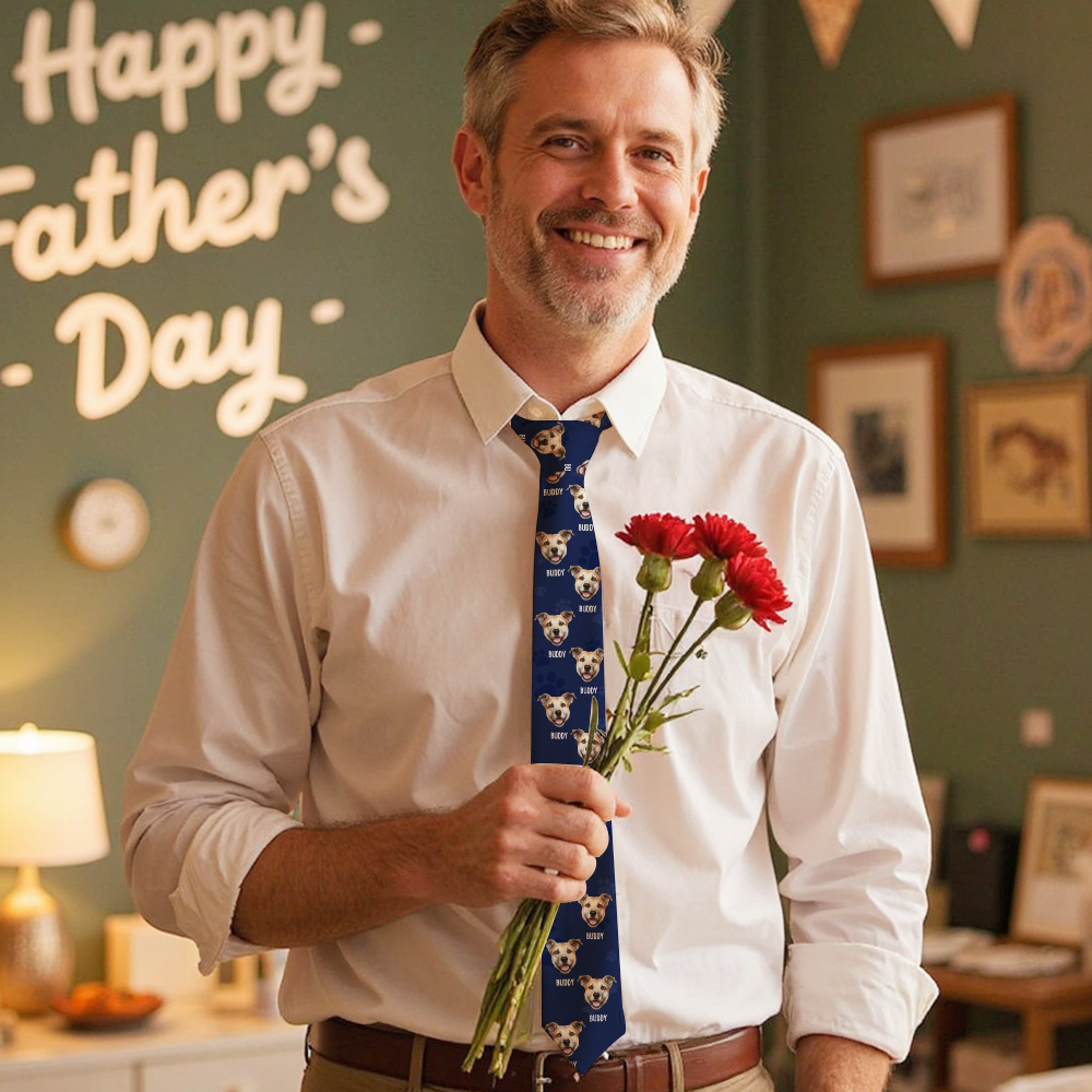 Custom Face Mash Tie Personalized Face Tie Black Fathers Day Gift For Dad Grandpa - MyFaceSocksAU