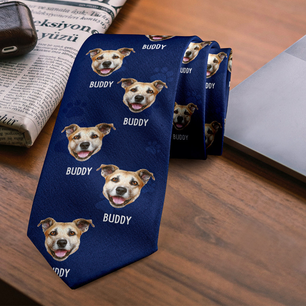 Custom Photo Best Papa Ever Tie Personalized Face And Name Tie Fathers Day Gift For Dad Grandpa - MyFaceSocksAU