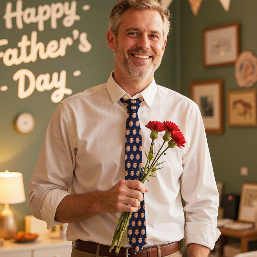 Custom Photo Best Papa Ever Tie Personalized Face And Name Tie Fathers Day Gift For Dad Grandpa - MyFaceSocksAU