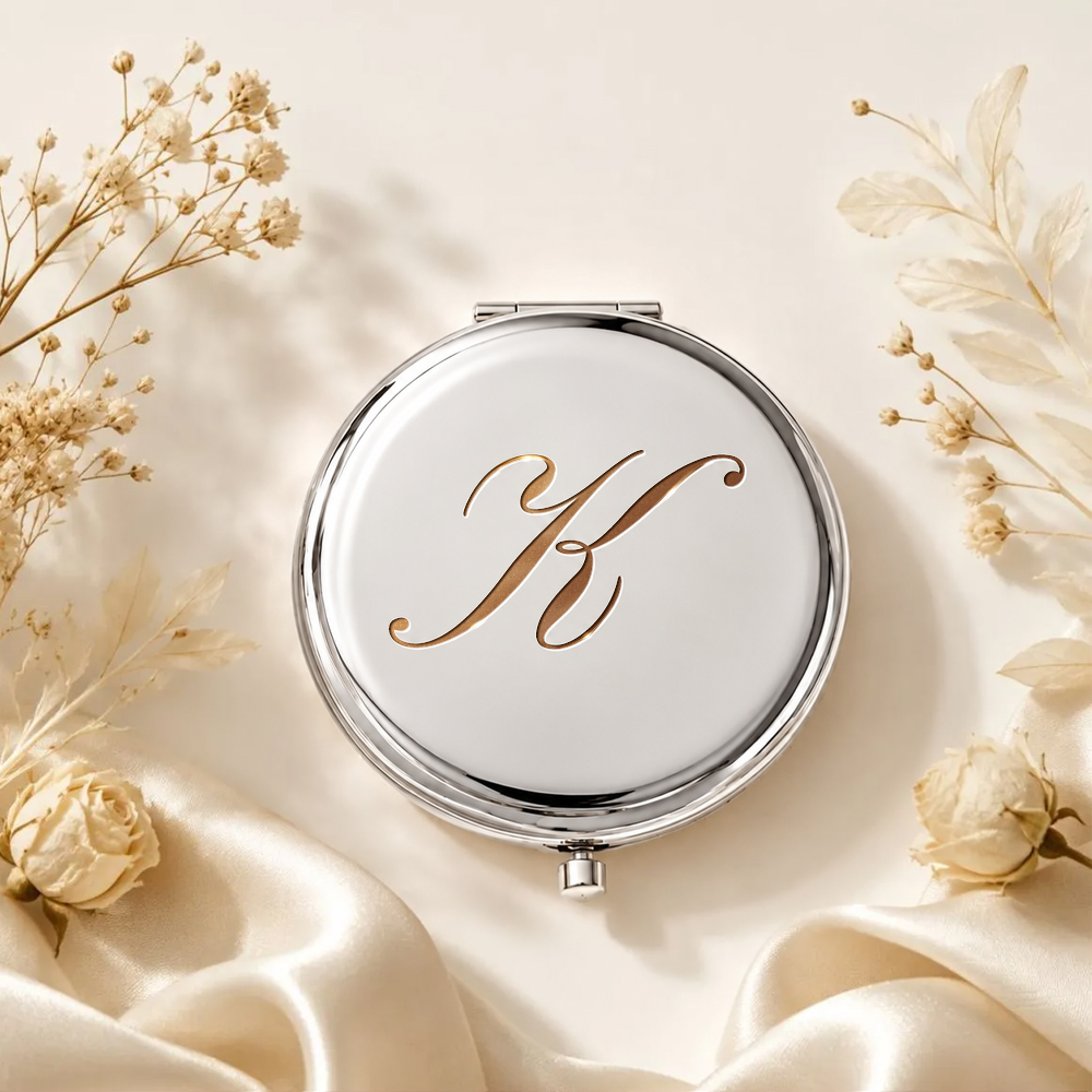Personalized Compact Mirror with Name,Custom Engraved Gold Pocket Makeup Mirror,Bridesmaid Proposal Gifts,Wedding Party Favors - MyFaceSocksAU