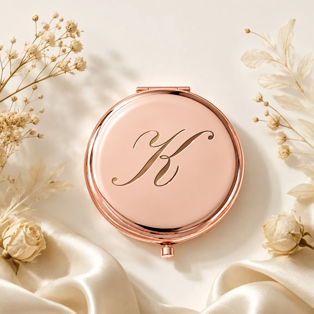 Personalized Compact Mirror with Name,Custom Engraved Gold Pocket Makeup Mirror,Bridesmaid Proposal Gifts,Wedding Party Favors - MyFaceSocksAU