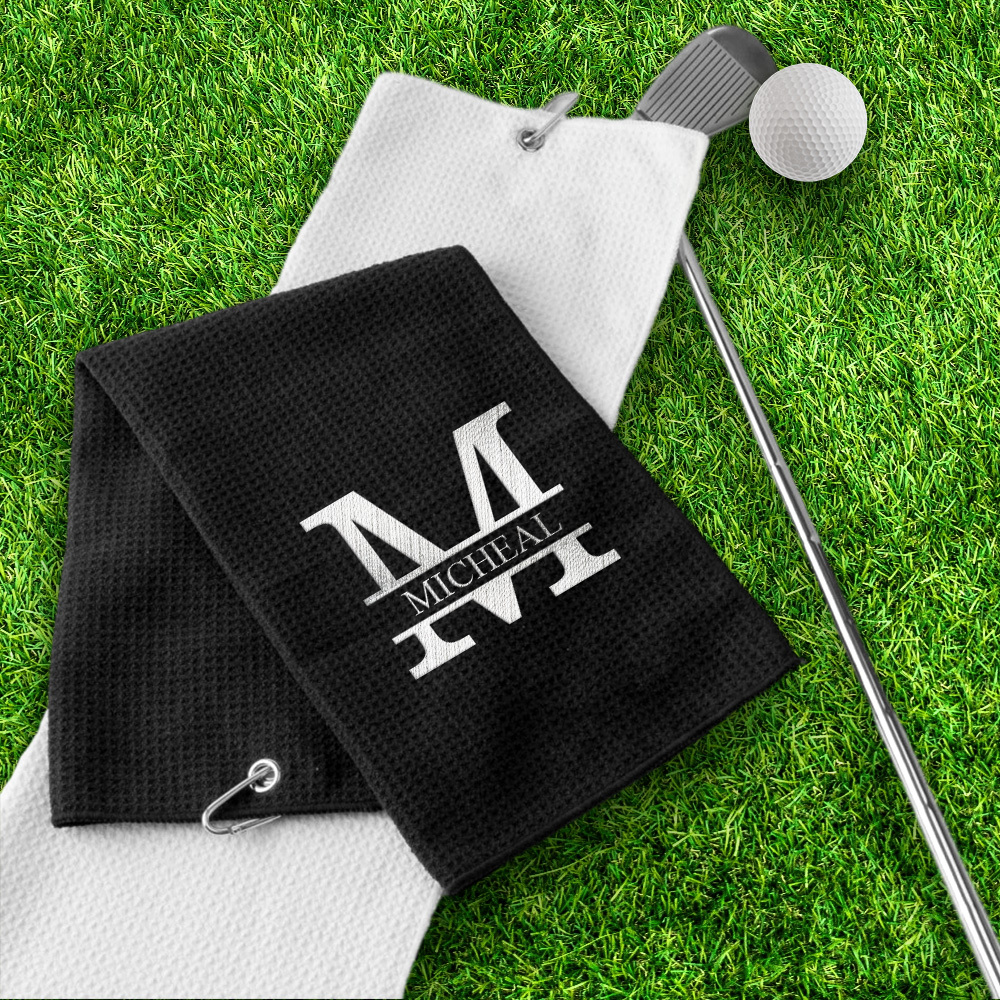 Custom Embroidered Golf Towel Personalized Name Initials Towel, Soft Fiber Sports Towel Gift for Golfers - MyFaceSocksAU