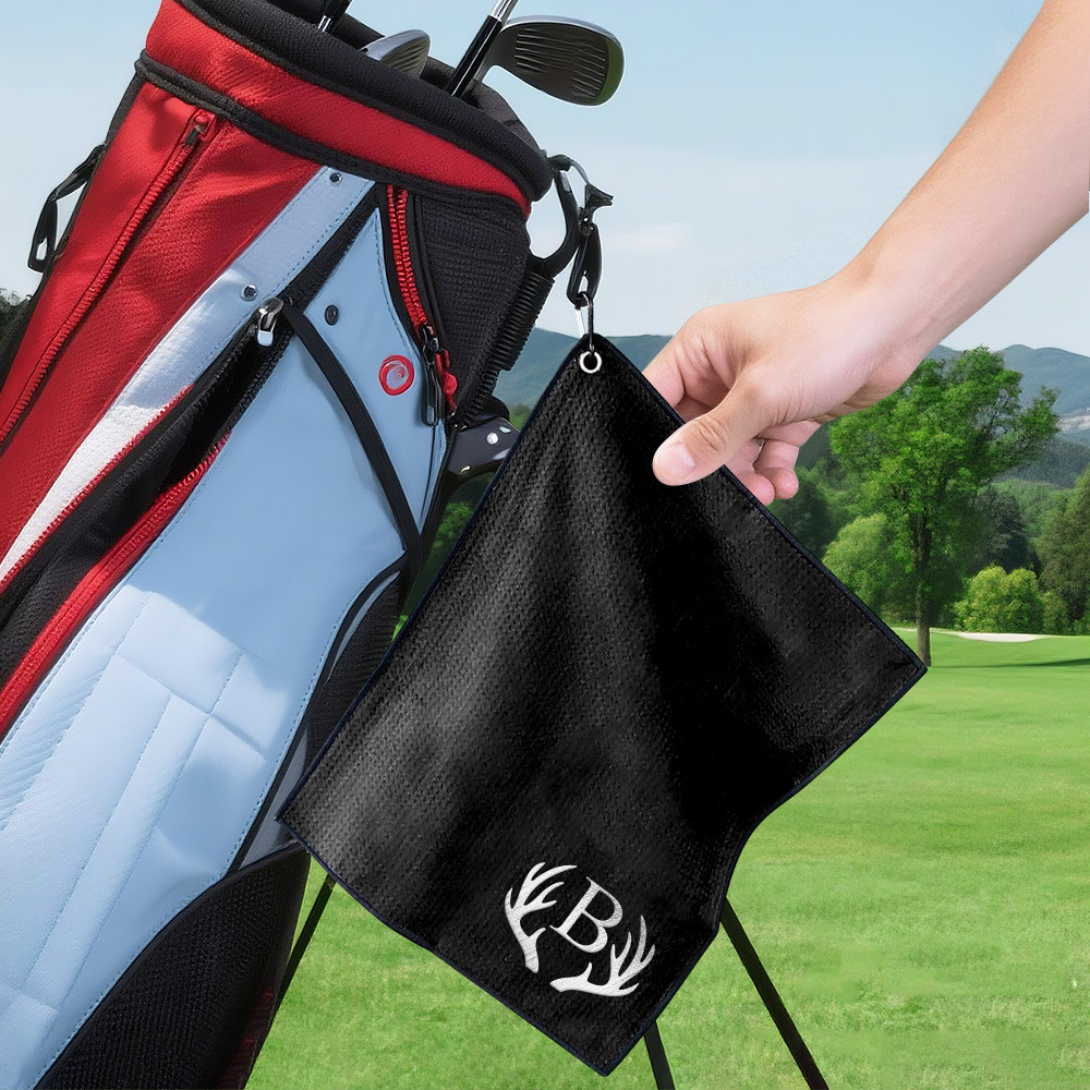 Custom Embroidered Golf Towel Personalized Name Initials Towel, Soft Fiber Sports Towel Gift for Golfers - MyFaceSocksAU