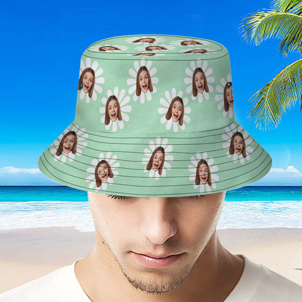Custom Bucket Hat Unisex Face Bucket Hat Cute Black Small Florals Hat - MyFaceSocksAU