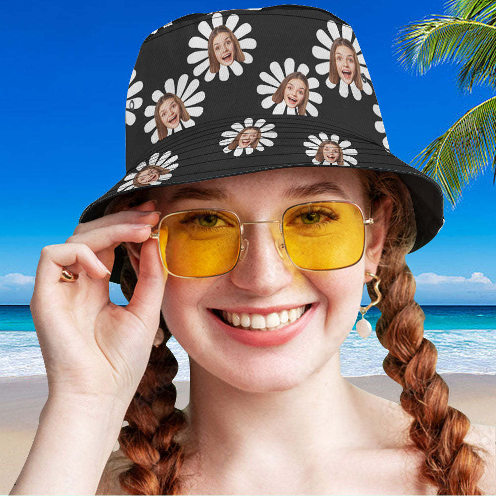 Custom Bucket Hat Unisex Face Bucket Hat Cute Green Small Florals Hat - MyFaceSocksAU