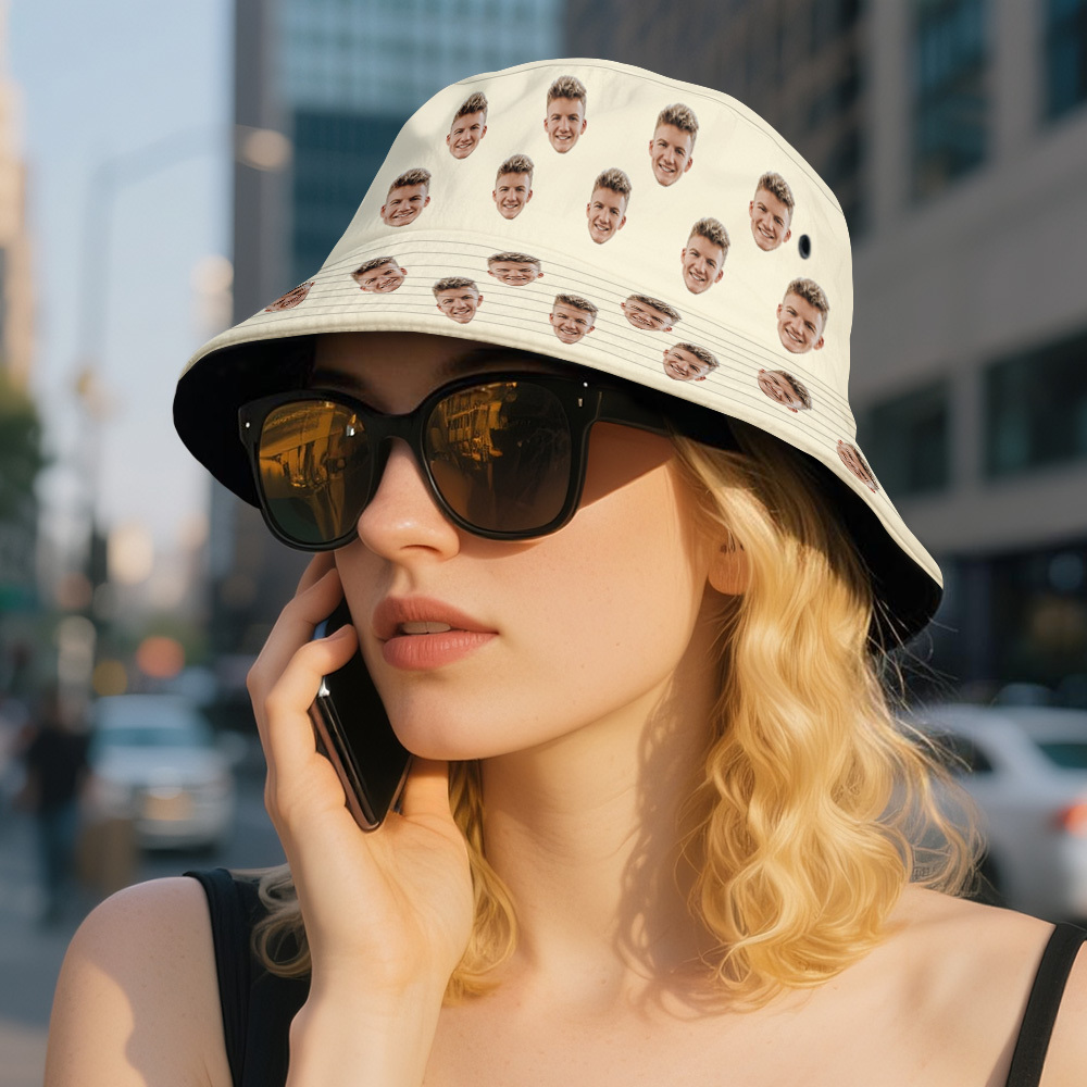 Custom Face Bucket Hat Unisex Face Mash Full Personalized Outdoor Summer Hats Gifts - MyFaceSocksAU