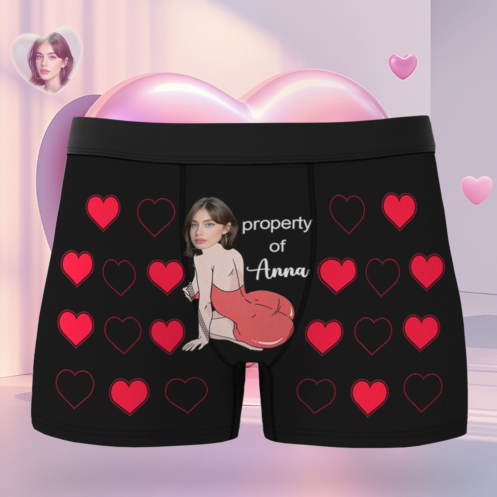 Personalized Face Men's Boxer Underwear Face Couple Heart Boxer Gift Custom Photo Funny Men's Boxer Briefs Valentine Gift - MyFaceSocksAU