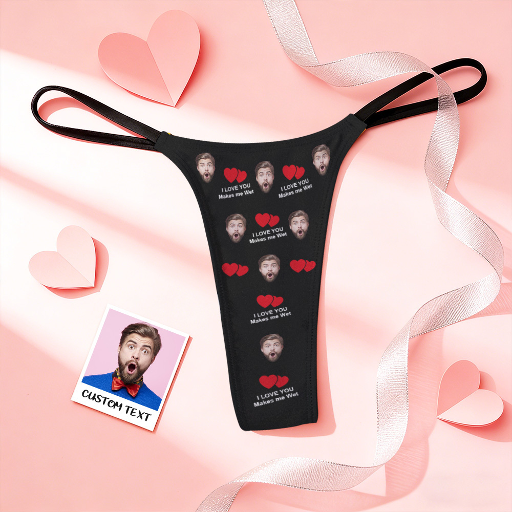 Valentine's Gift Custom Thongs Face Photo Panties Funny Underwear Briefs Kiss Me Love Thong - MyFaceSocksAU