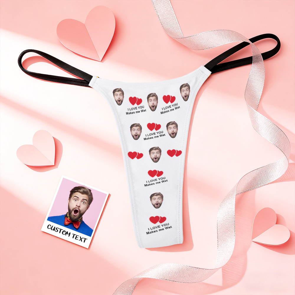 Custom Thongs Valentine Gift Face Photo Panties Funny Underwear Briefs Kiss Me Love Thong - MyFaceSocksAU