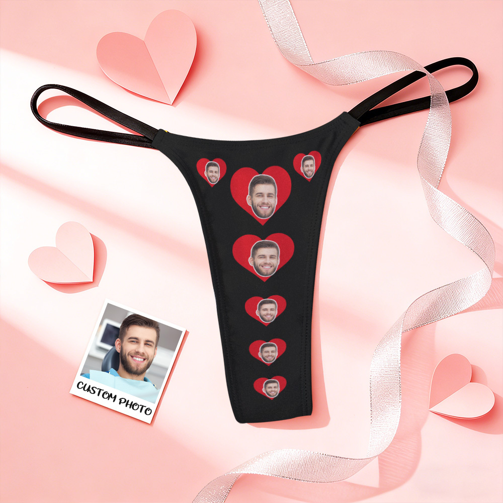 Custom Thongs Valentine Gift Face Photo Panties Funny Underwear Briefs Kiss Me Love Thong - MyFaceSocksAU