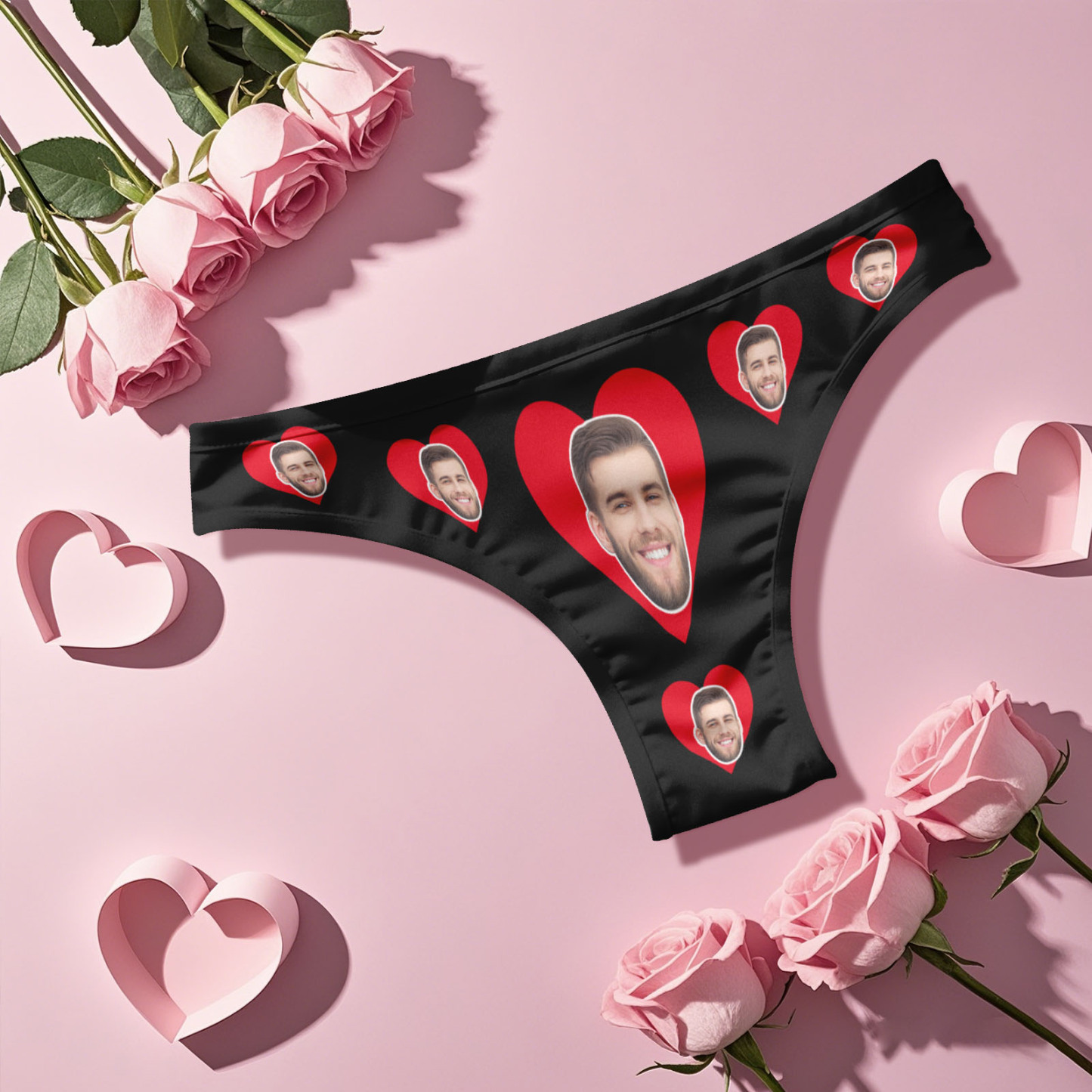 Personalize Mash Face Thong Hearts Custom Thong Gift for Her Valentine's Gift - MyFaceSocksAU