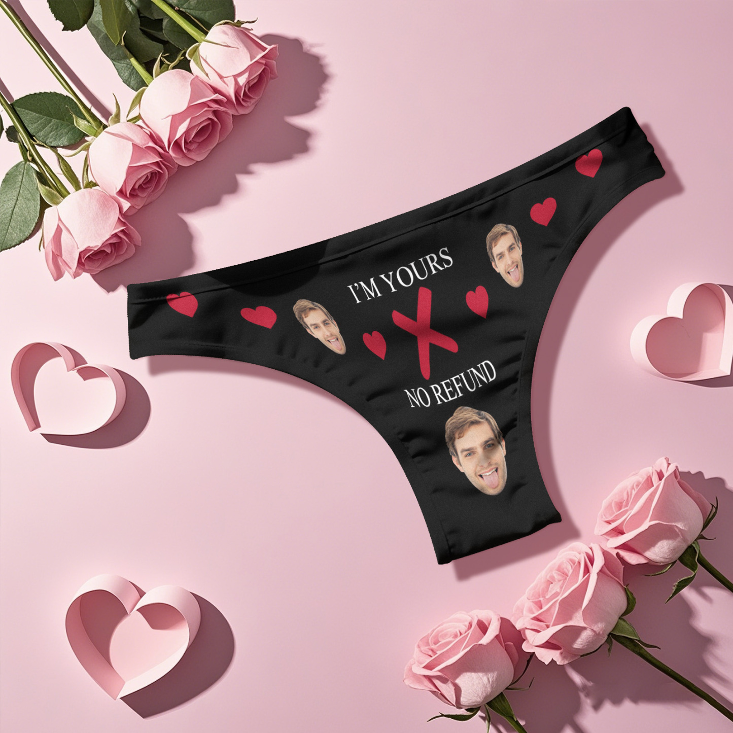 Personalize Face Thong I'M YOURS NO REFUND Thogs Valentine's Day Gift For Her - MyFaceSocksAU