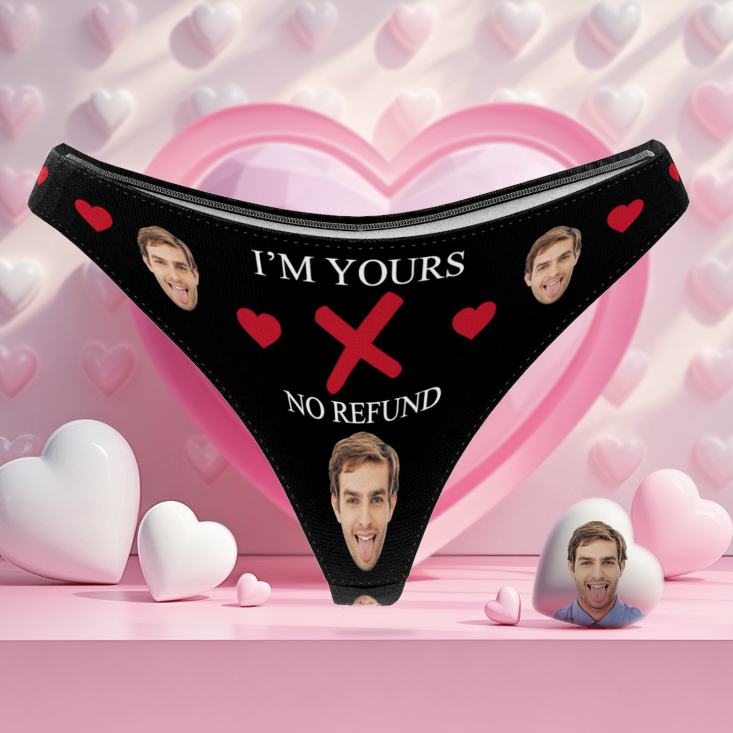 Personalize Face Thong I'M YOURS NO REFUND Thogs Valentine's Day Gift For Her - MyFaceSocksAU
