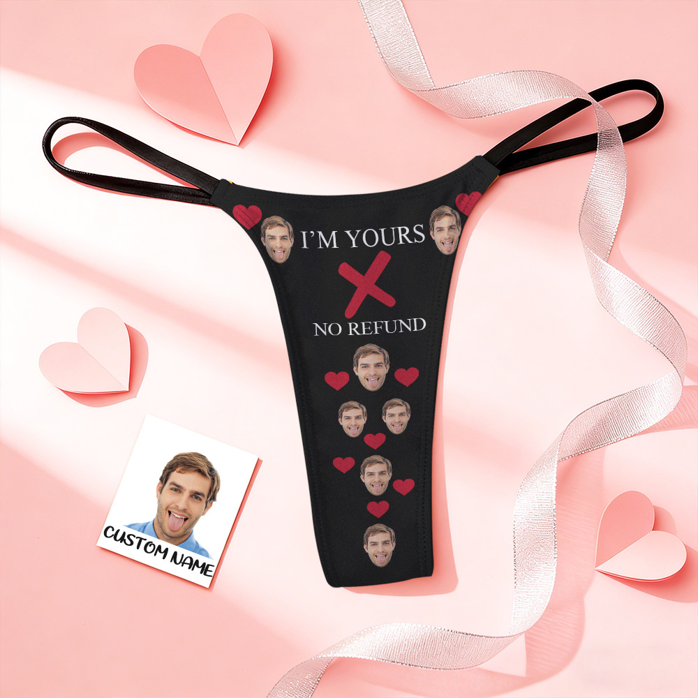 Custom Thongs Face Photo Panties Kiss Heart Underwear Briefs Valentine Gifts For Her - MyFaceSocksAU