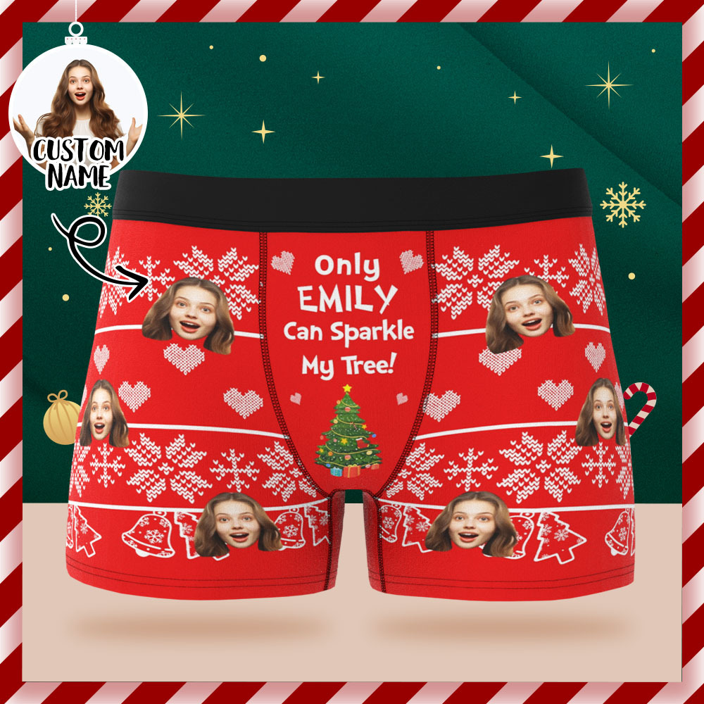 Custom Face Boxer Shorts Men's Face Underwear Jingle MY BELLS FOR A White Christmas Boxer Gift - MyFaceSocksAU