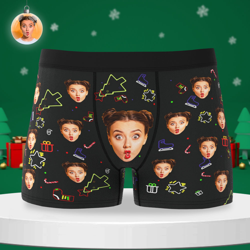 Custom Face Boxer Shorts Men's Face Underwear Jingle MY BELLS FOR A White Christmas Boxer Gift - MyFaceSocksAU
