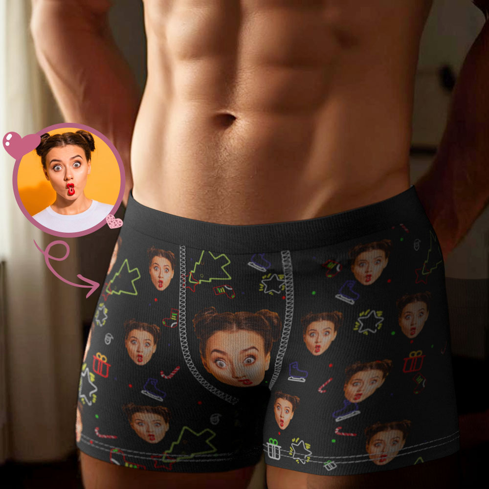 Custom Face Boxer Shorts Men's Face Underwear Jingle MY BELLS FOR A White Christmas Boxer Gift - MyFaceSocksAU