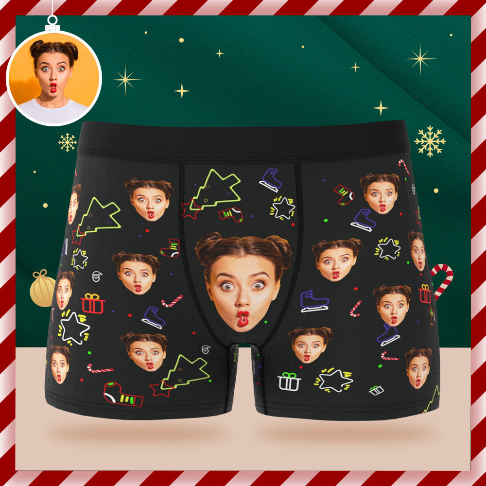 Custom Face Boxer Shorts Men's Face Underwear Jingle MY BELLS FOR A White Christmas Boxer Gift - MyFaceSocksAU