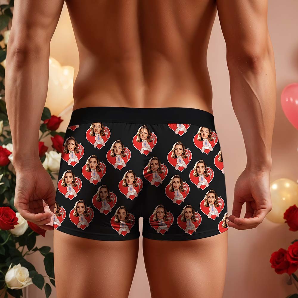 Custom Mens Face Boxer Red Heart Boxer I Licked It So It'S Mine Personalized Face Boxers Valentines Day Underwear - MyFaceSocksAU
