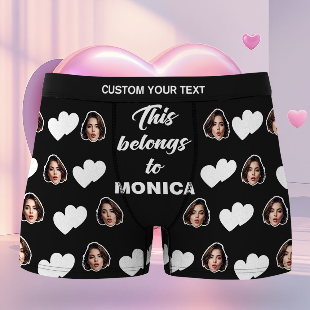 Custom Men's Face Boxer This Belong to Name Face Boxer Briefs Personalized Face Boxer Briefs Valentine's Day Underwear Gift - MyFaceSocksAU