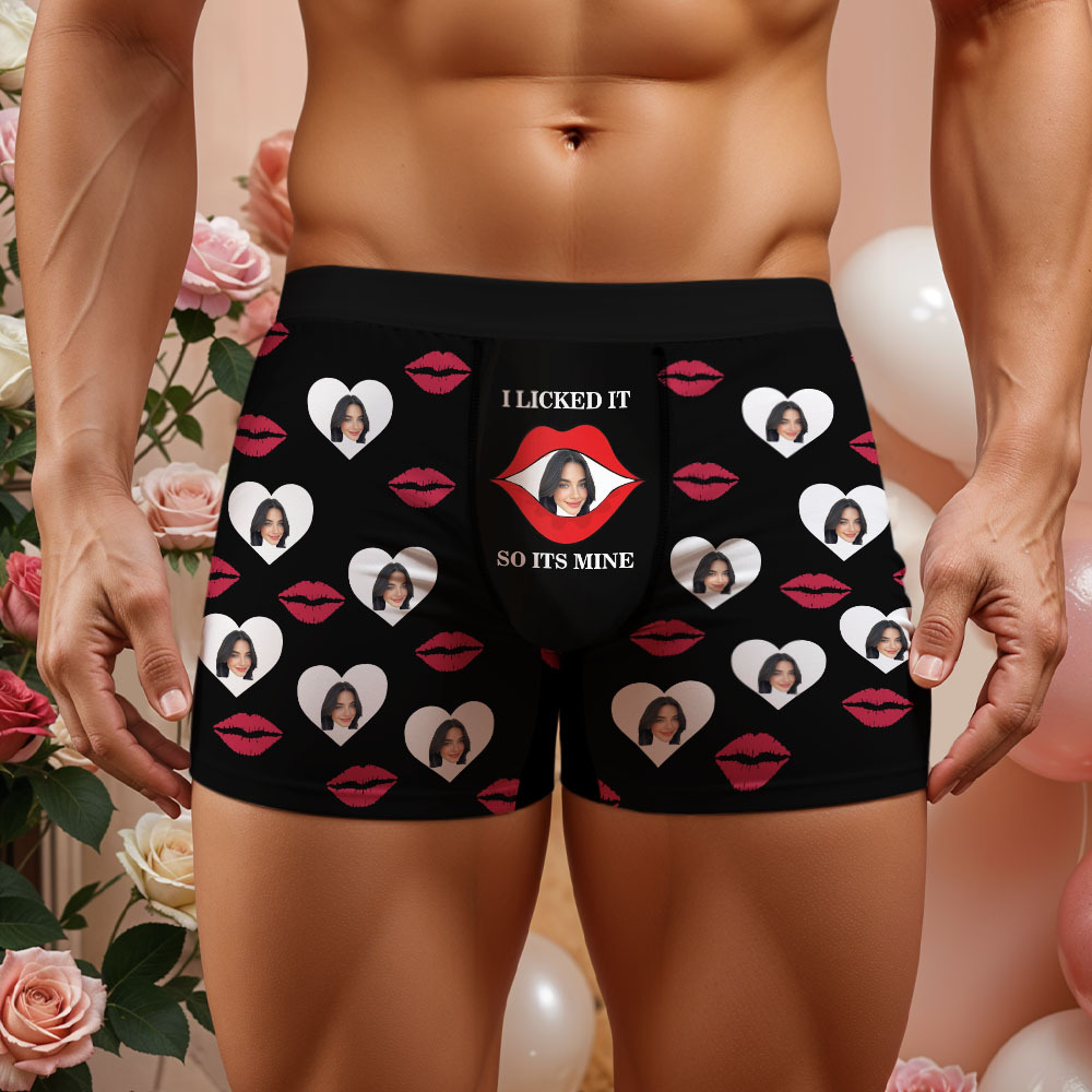 Custom Face Men's Boxer Love And Lips Underwear Gifts for Husband Boxer Gift Idea - MyFaceSocksAU