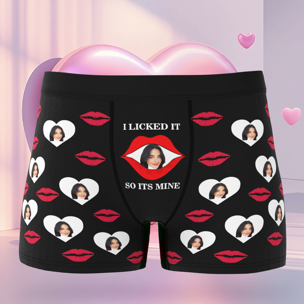 Custom Face Men's Boxer Love And Lips Underwear Gifts for Husband Boxer Gift Idea - MyFaceSocksAU