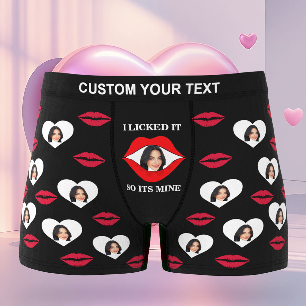 Custom Face Men's Boxer Love And Lips Underwear Gifts for Husband Boxer Gift Idea - MyFaceSocksAU