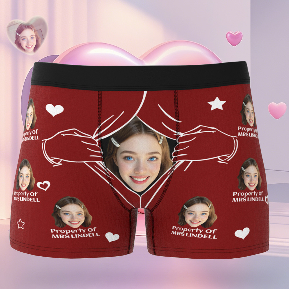 Custom Face Men's Boxer Underwear Personalized  Photo Funny Property Of Men's Boxer Briefs - MyFaceSocksAU