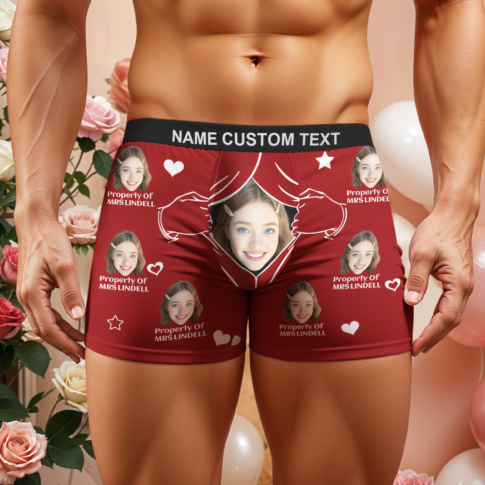Custom Face Men's Boxer Underwear Personalized  Photo Funny Property Of Men's Boxer Briefs - MyFaceSocksAU