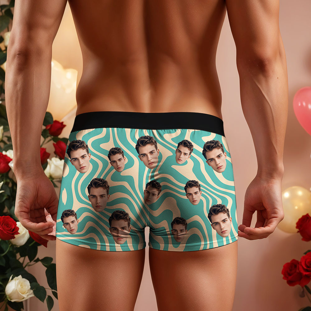 Custom Face Men's Boxer Underwear Gifts for Husband Multicolor Striped Men Face Boxer - MyFaceSocksAU