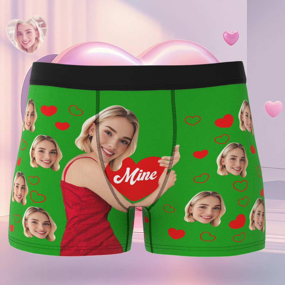 Personalised Photo Boxer Hug Mine Custom Girlfriend Face Underwear Unique Gift For Him - MyFaceSocksAU