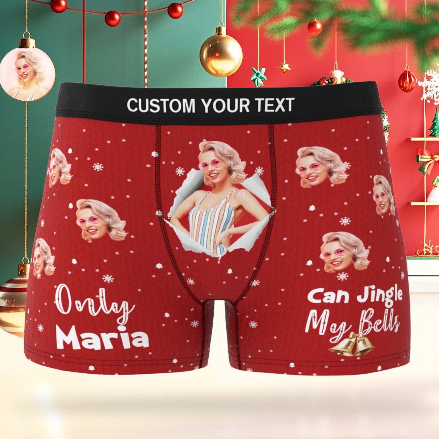 Personalized Face Boxer Men Underwear Christmas Gift Only Can Jingle My Bells Personalized Photo Funny Face Men Boxer Gift - MyFaceSocksAU