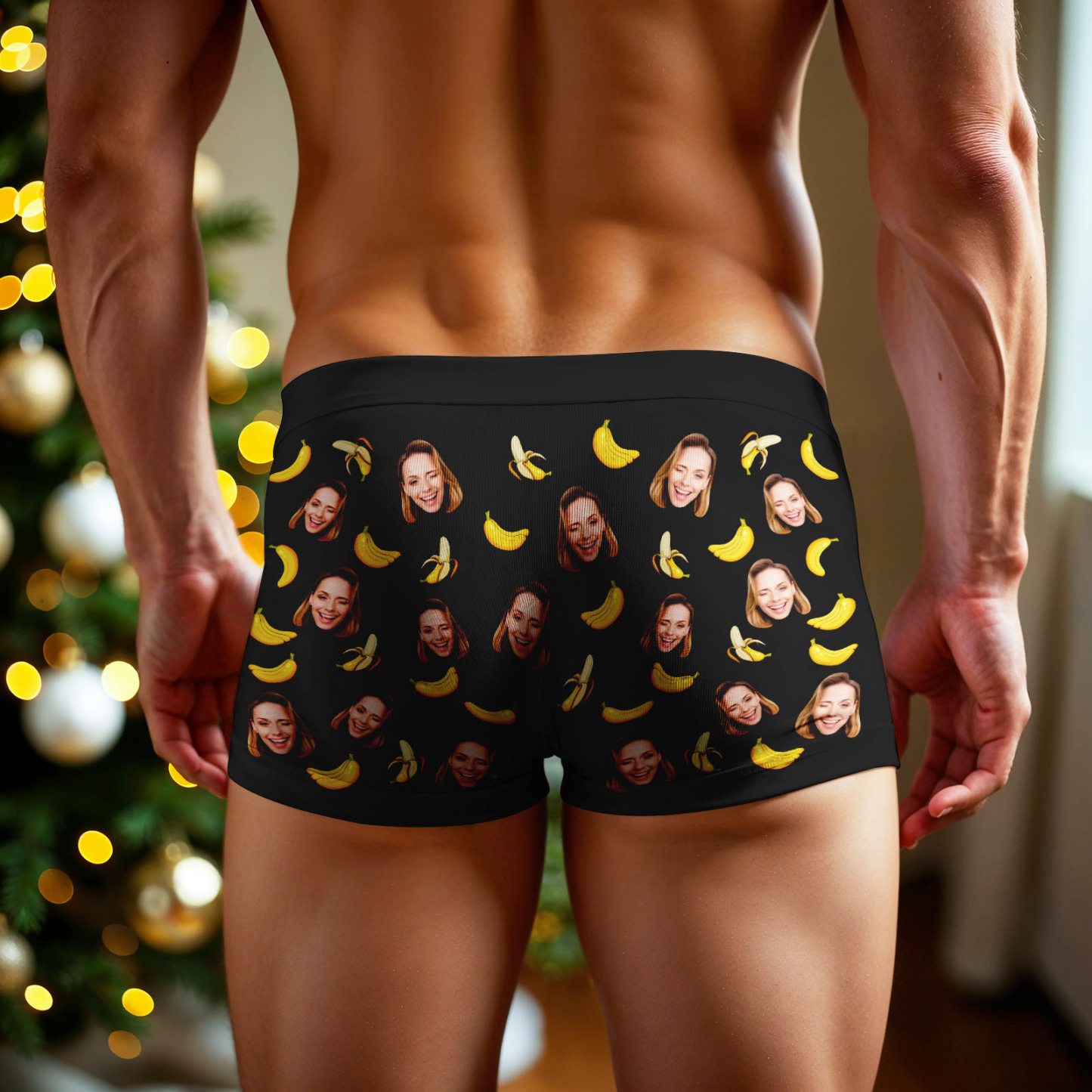 Custom Face Boxer Men Underwear Santa Gift Emily Can Eat These Bananas Personalized Photo Funny Christmas Men Boxer Gift - MyFaceSocksAU