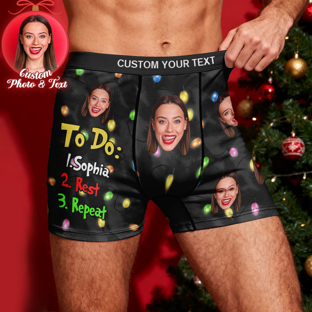 Custom Face Men's Boxer Underwear To Do List Funny Boxer Gift Personalized Photo Name Men's Boxer Briefs Christmas Gift - MyFaceSocksAU