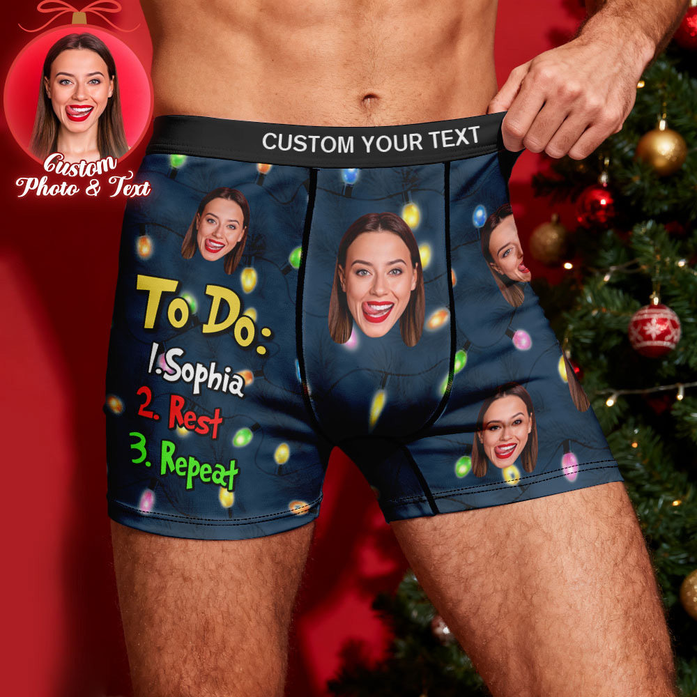 Custom Face Men's Boxer Underwear To Do List Funny Boxer Gift Personalized Photo Name Men's Boxer Briefs Christmas Gift - MyFaceSocksAU