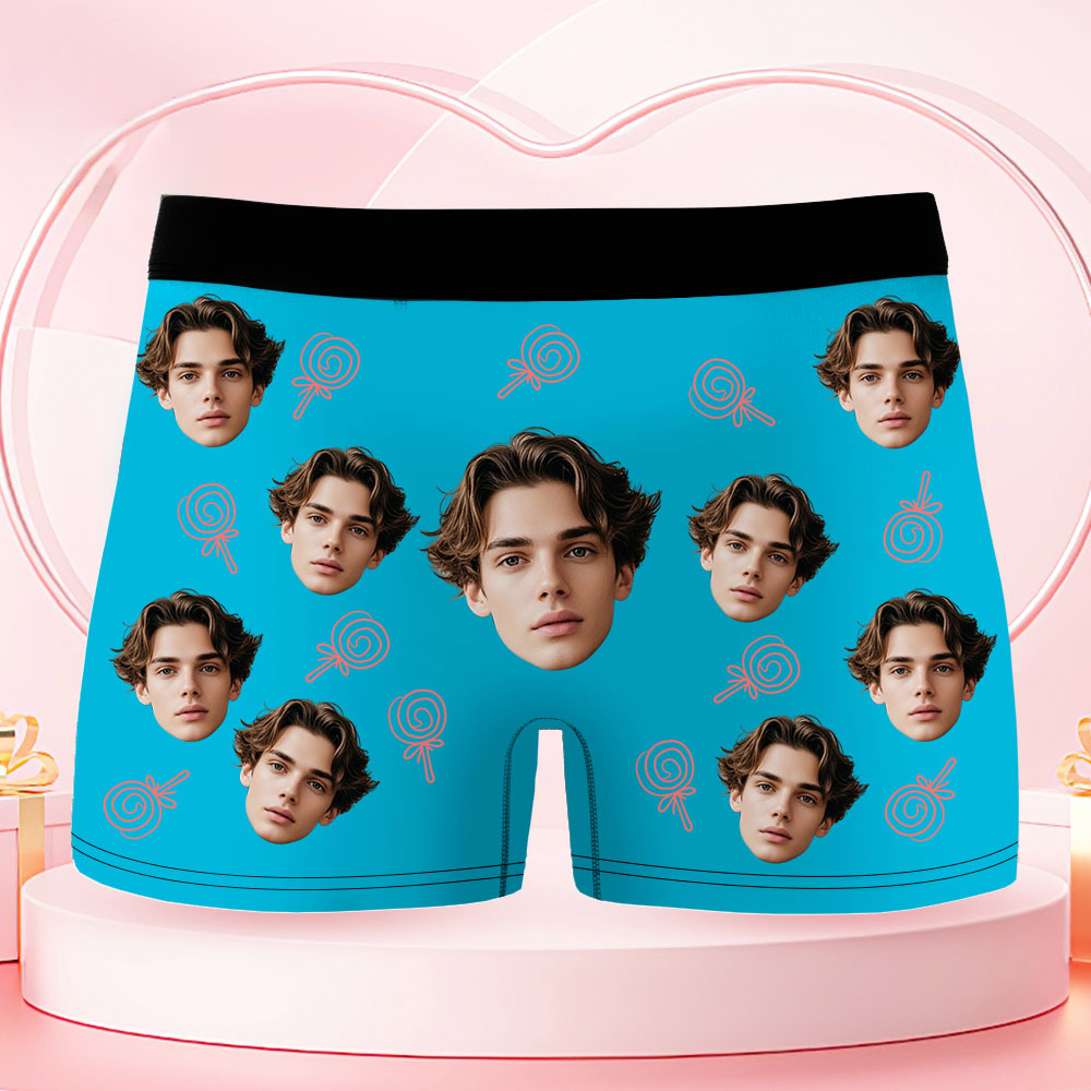 Custom Face Men's Boxer Underwear Her Lollipop Boxer Gift Personalized Photo Funny Men's Boxer Briefs - MyFaceSocksAU