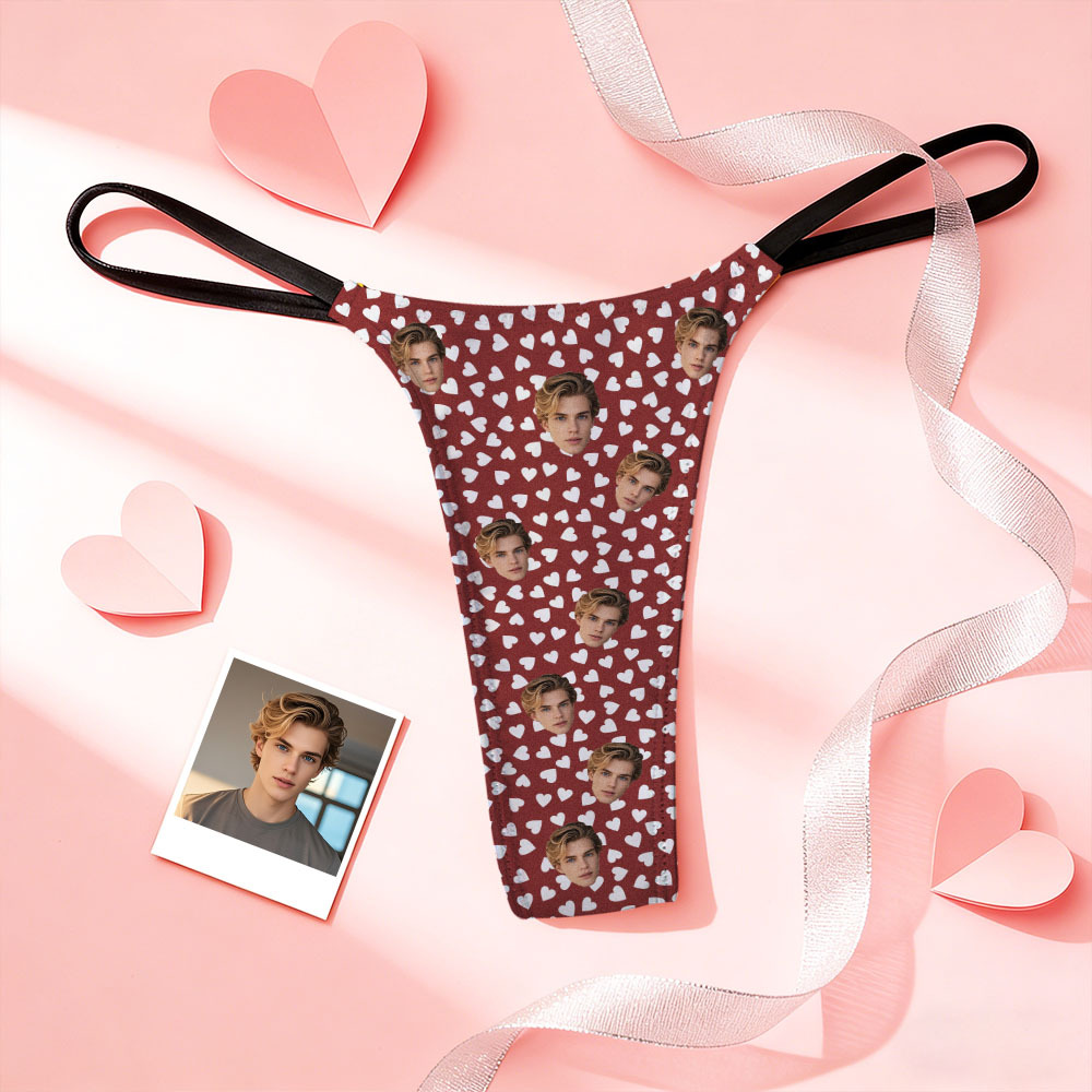 Custom Thongs Face Photo Panties Cute Heart Underwear Briefs Valentine Gift For Her - MyFaceSocksAU
