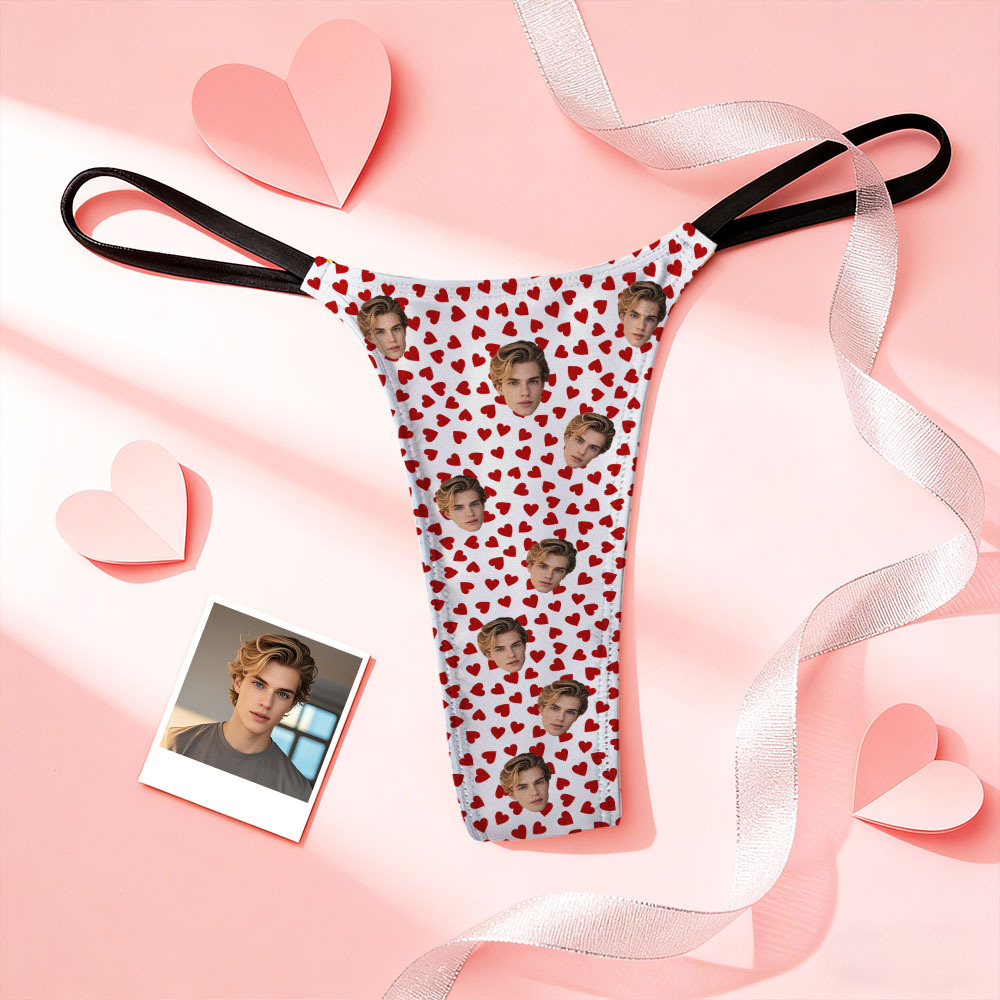 Custom Thongs Face Photo Panties Cute Heart Underwear Briefs Valentine Gift For Her - MyFaceSocksAU