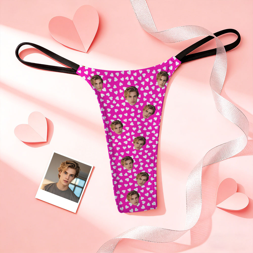 Custom Thongs Face Photo Panties Cute Heart Underwear Briefs Valentine Gift For Her - MyFaceSocksAU