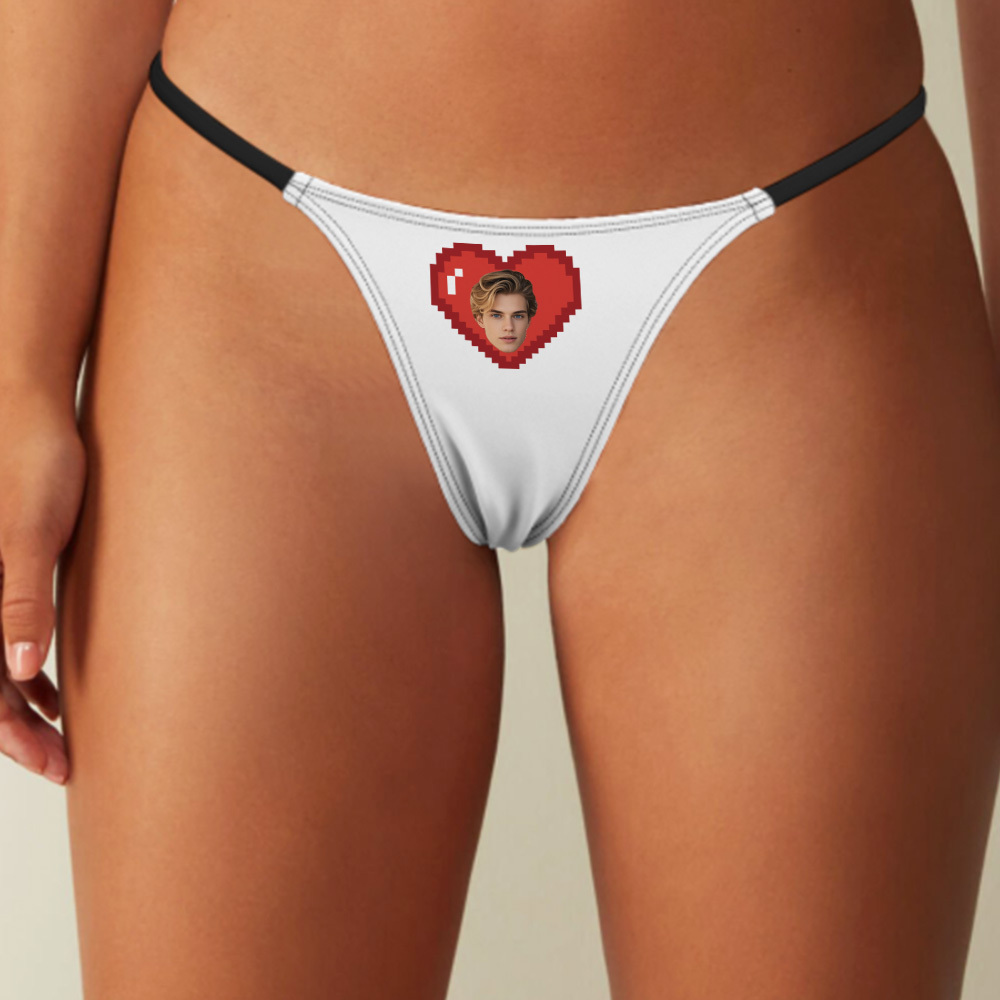 Custom Thongs Face Heart  Photo Panties Funny Underwear Briefs Valentine Gift For Her - MyFaceSocksAU